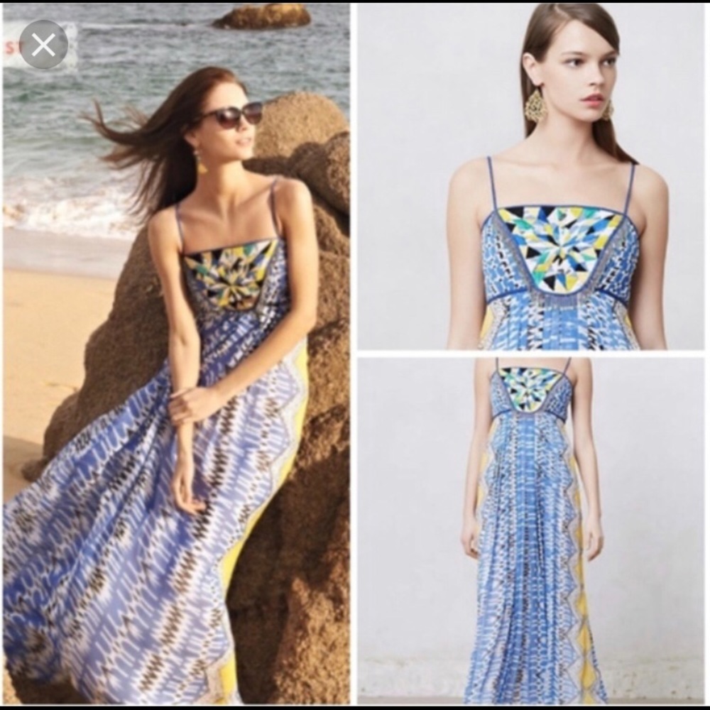 Anthropologie dreamy maxi dress with beaded detail